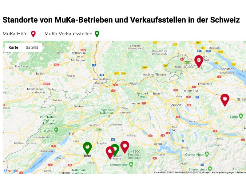 Karte mit MuKa-Standorten - cowpassion - MuKa Förderung in der